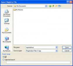 Registry Backup Dialog